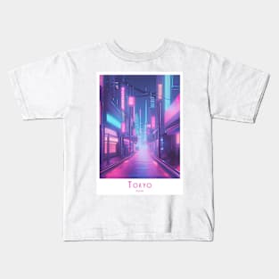 Abstract Vintage Retro Neon Tokyo Japan Nights Kids T-Shirt